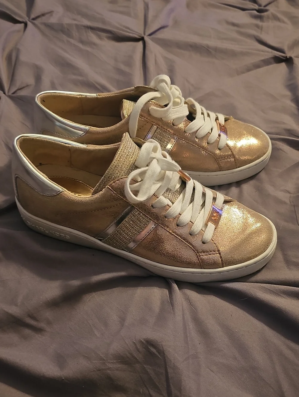 Michael Kors Metallic Rose Gold Lace-Up Women's Sneakers Size 7